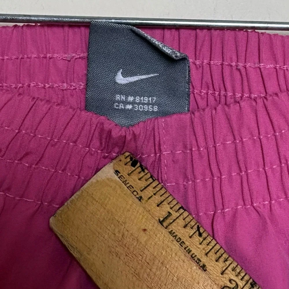 Vtg Y2K Nike Track Pants Logo Size 6 Kids Pink Cargo Mesh Lined